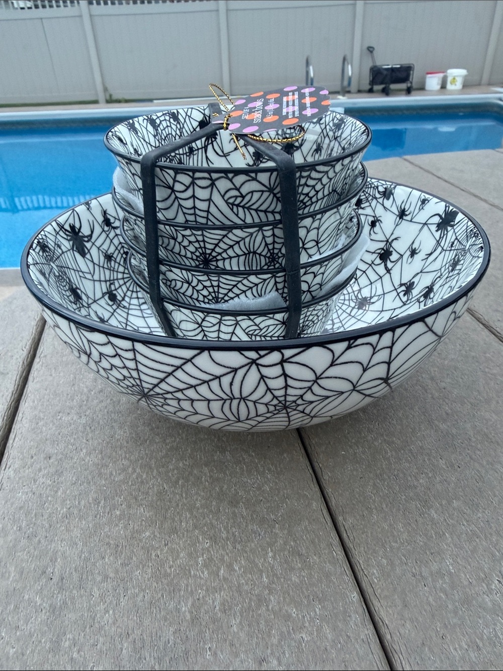 Halloween Skull & Spiderweb Serveware Set - Black and White